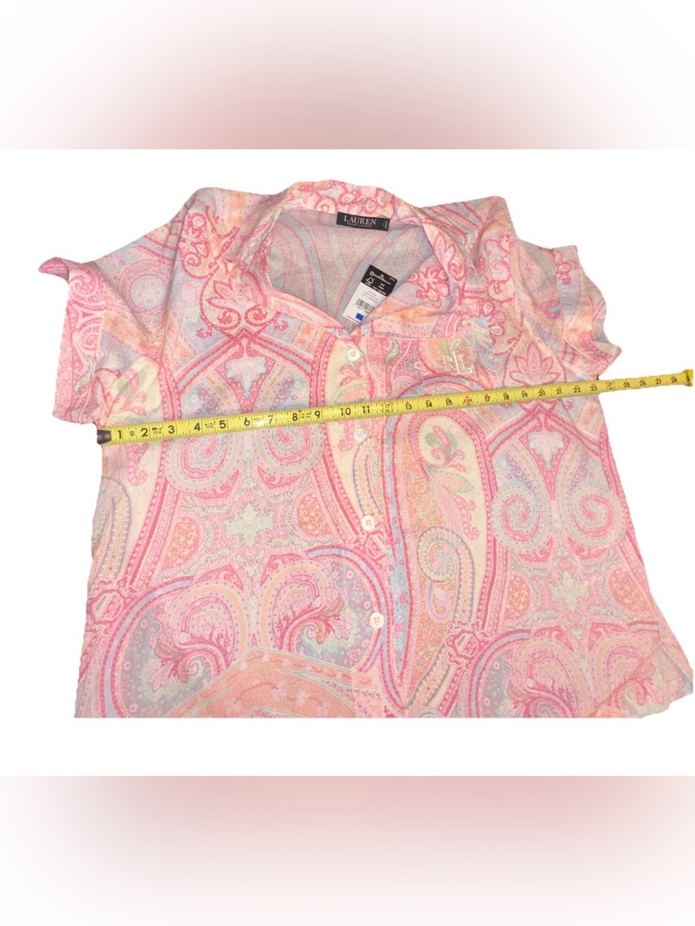 RALPH LAUREN 2 PC notched Collar Shorts Pajamas Set Size XL Pink Paisley New NWT - Picture 11 of 12
